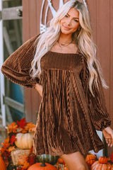 Square Neck Long Sleeve Mini Dress