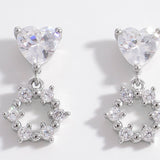 925 Sterling Silver Inlaid Zircon Heart Earrings