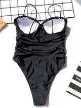 Ruched Sweetheart Neck One-Piece Swimwear