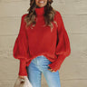 Turtleneck Lantern Sleeve Dropped Shoulder Sweater