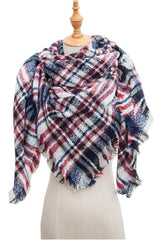 Plaid Raw Hem Polyester Scarf