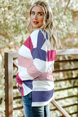 Plus Size Striped Slit Long Sleeve T-Shirt