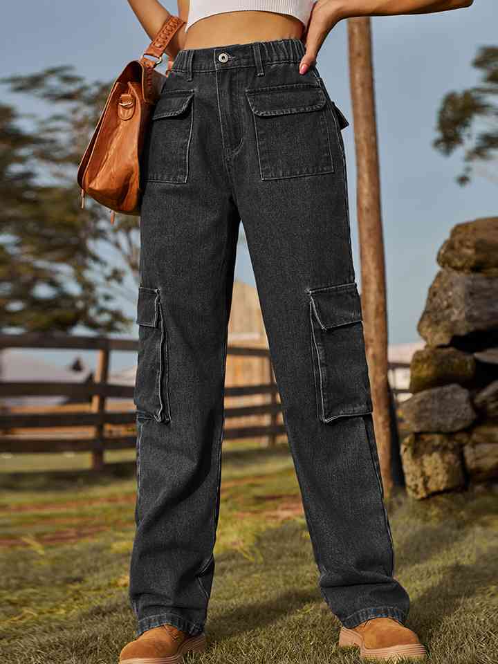 Straight Leg Cargo Jeans