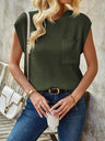 Pocketed Round Neck Knit Top