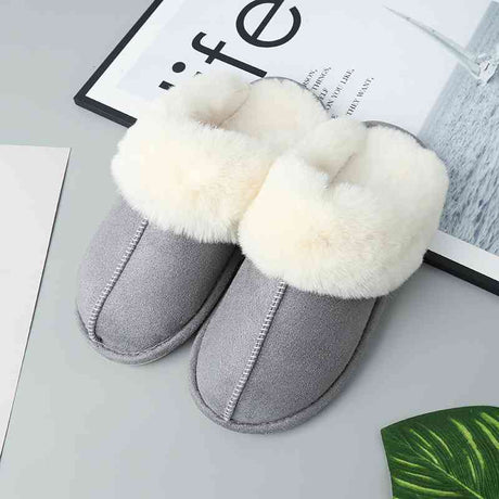 Faux Suede Center Seam Slippers