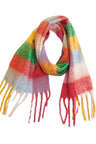 Plaid Fringe Detail Polyester Scarf