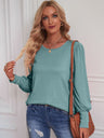 Round Neck Lantern Sleeve Blouse