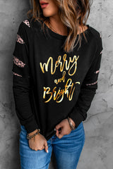 MERRY AND BRIGHT Graphic Long Sleeve Top