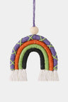 Fringe Macrame Rainbow Shape Wood Bead Cotton Keychain