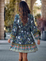 Bohemian V-Neck Long Sleeve Dress