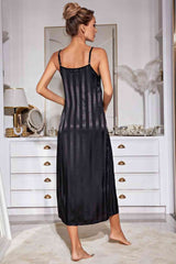 Striped Flounce Sleeve Open Front Robe and Cami Dress Set