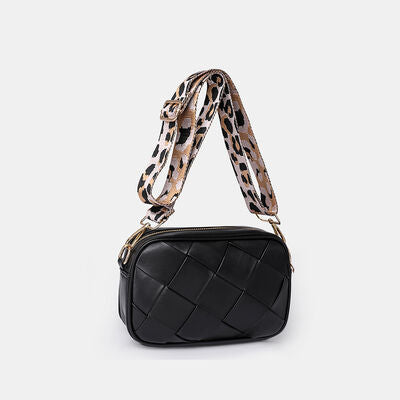 PU Leather Woven Crossbody Bag