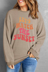 LET'S WATCH THE SUNSET Ribbed Round Neck Sweatshirt