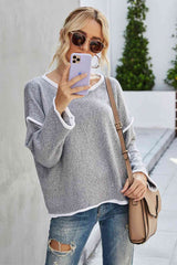 Round Neck Dropped Shoulder Sweater