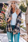 Double Take Plaid Side Slit Curved Hem Shirt