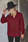 Plaid Button Front Dropped Shoulder Shirt