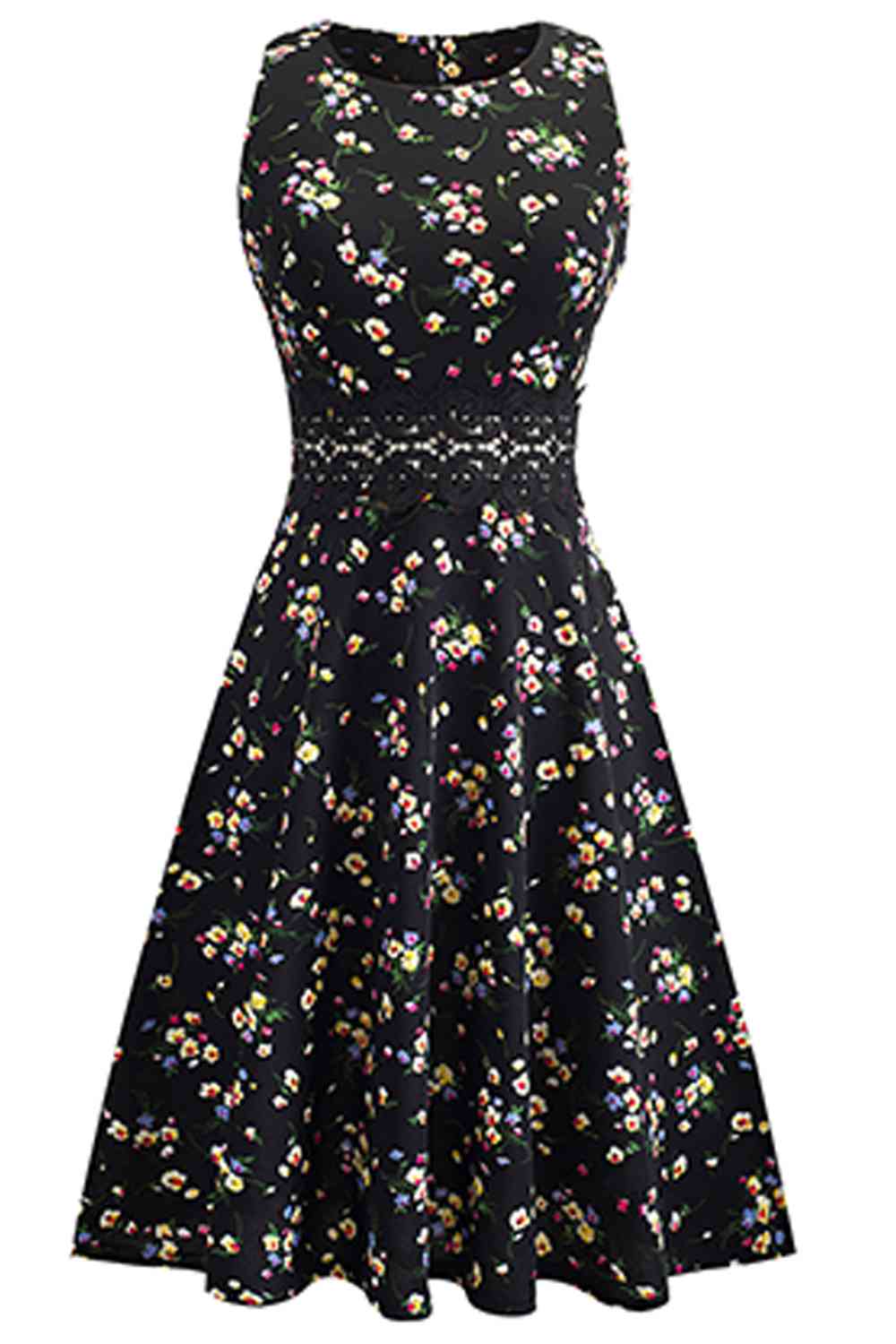 Printed Smocked Waist Sleeveless Dress