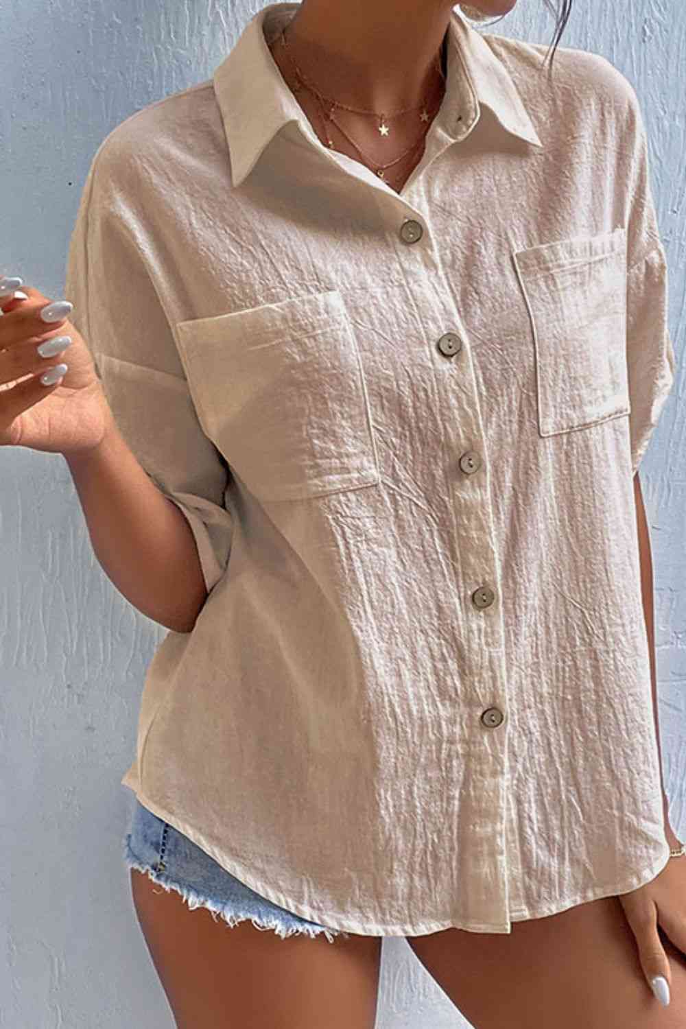 Roll-Tab Sleeve Shirt with Pockets