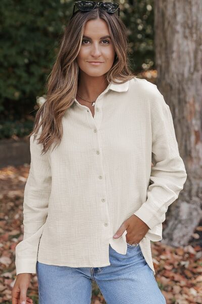 Texture Button Up Long Sleeve Shirt