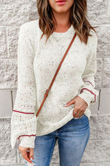 Multicolored Pilling Detail Ribbed Trim Sweater