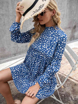 Printed Long Sleeve Tiered Dress