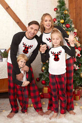 Reindeer Graphic Top and Plaid Pants Set