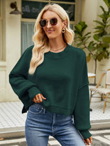 Round Neck Lantern Sleeve Sweater