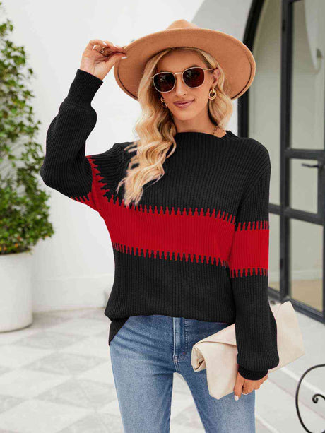 Contrast Round Neck Sweater