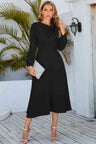 Twisted Long Sleeve Midi Dress