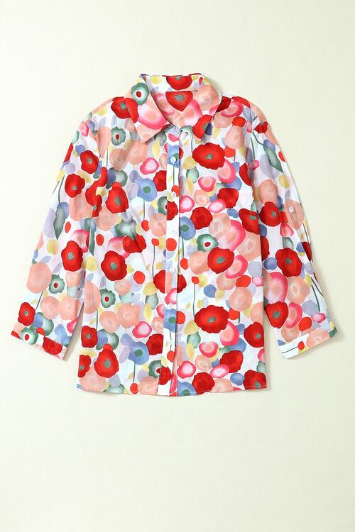 Floral Collared Neck Button Down Shirt