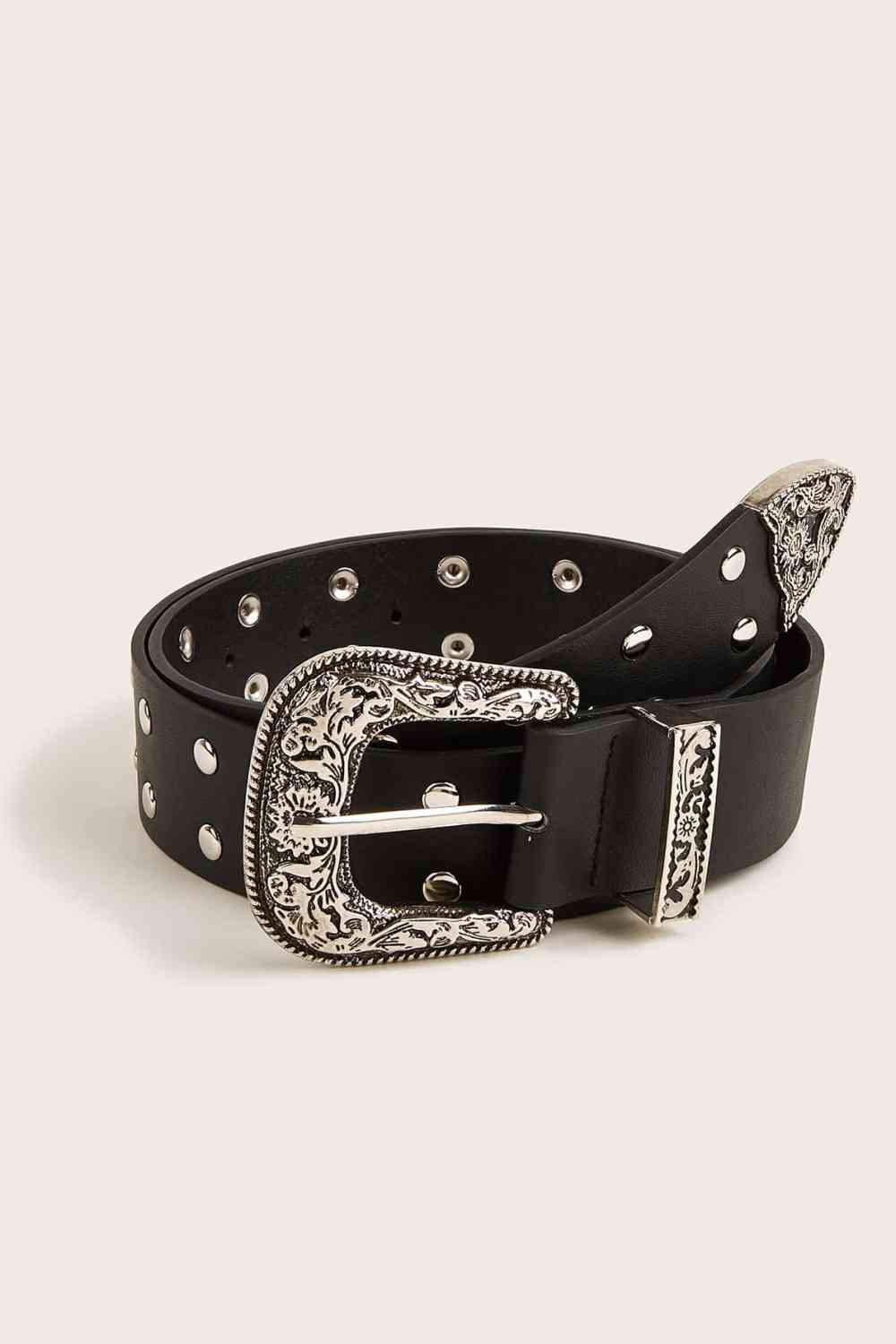 Double Row Studded PU Leather Belt