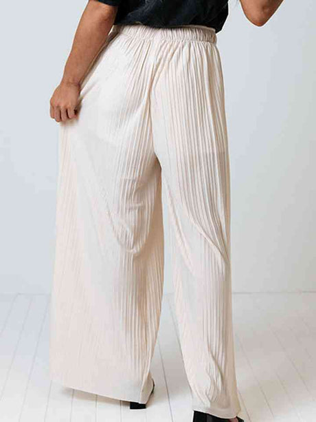 Drawstring Pleated Wide Leg Pants