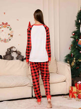 Full Size Raglan Sleeve Top and Plaid Pants Set