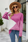 Color Block Round Neck Sweater