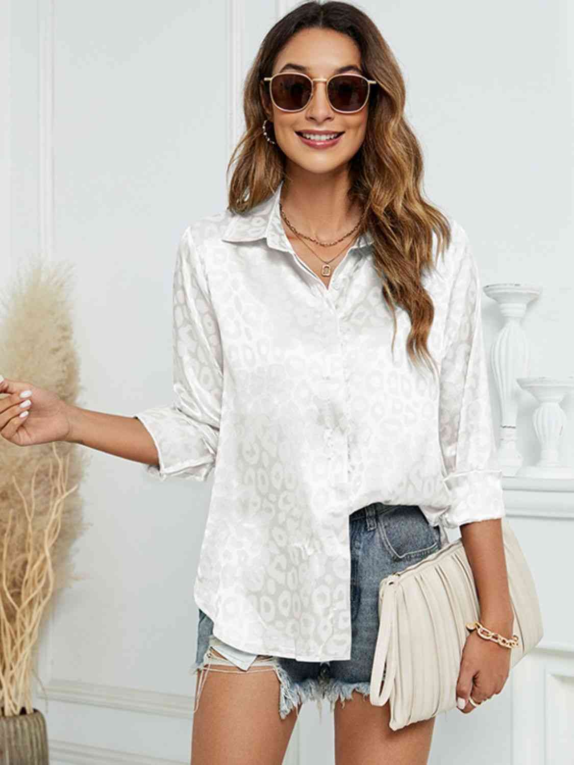 Printed Long Sleeve Collared Neck Shirt