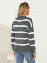 Striped Round Neck Long Sleeve Sweater