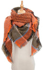 Plaid Raw Hem Polyester Scarf