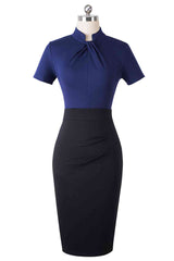 Round Neck Short Sleeve Pencil Dress