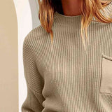 Rib-Knit Dropped Shoulder Sweater