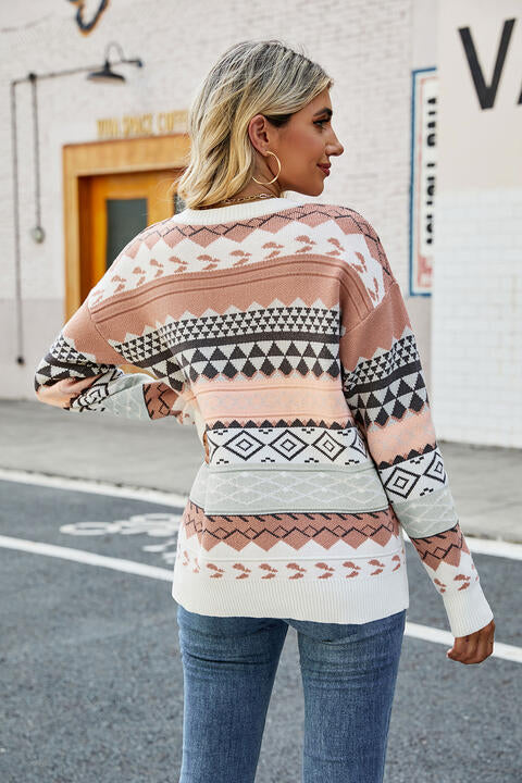 Round Neck Drop Shoulder Sweater