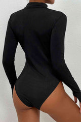 Mock Neck Cutout Long Sleeve Bodysuit