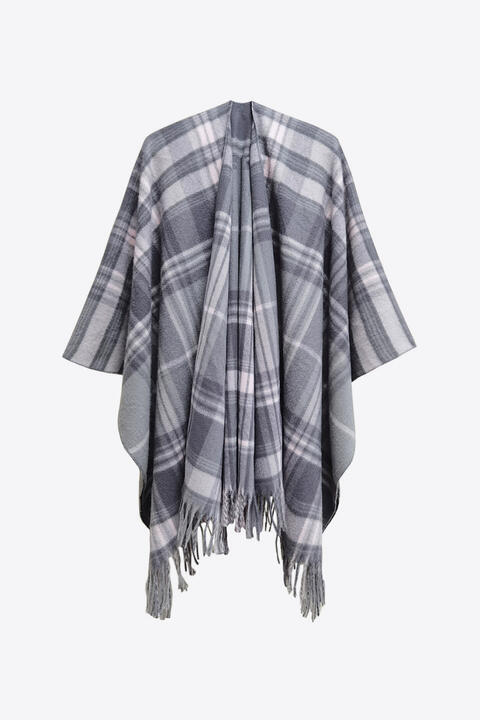 Plaid Fringe Detail Polyester Scarf