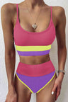 Color Block Spaghetti Strap Two-Piece Swim Set