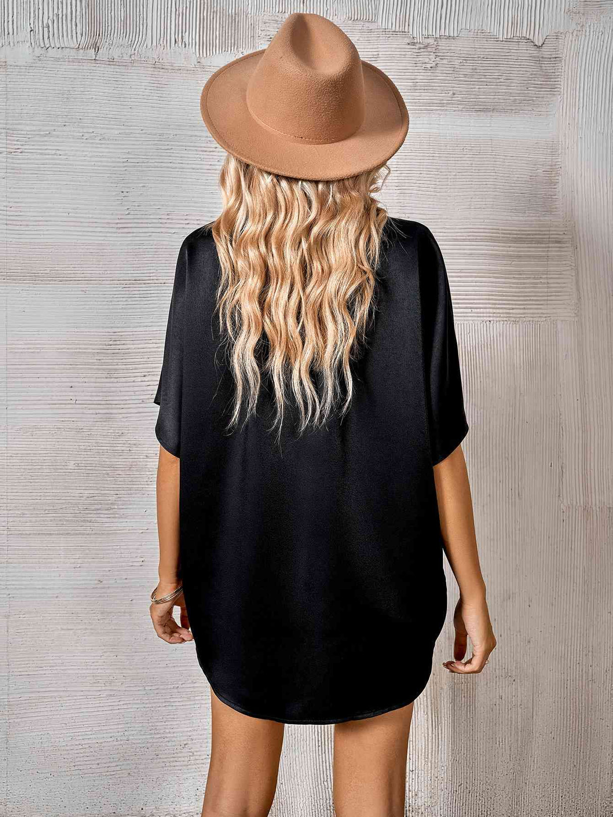 Button Front Dolman Sleeve Shirt