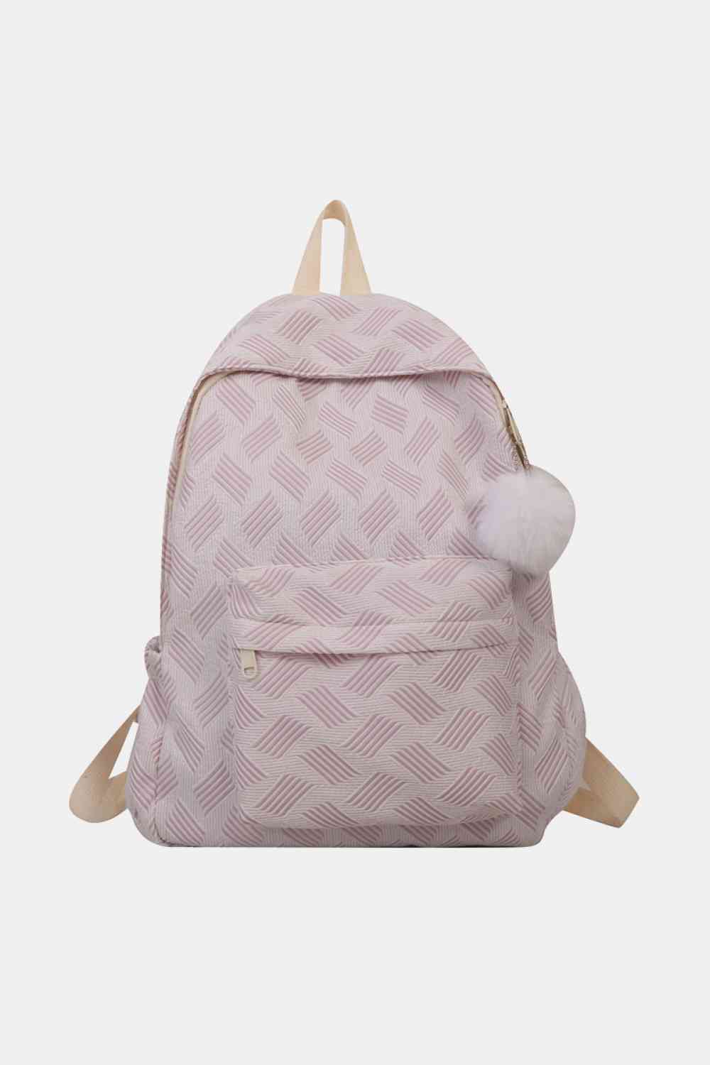 Printed Polyester Large Backpack (Fluffy Ball Included)