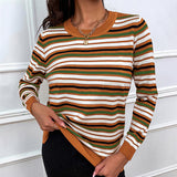 Striped Round Neck Long Sleeve Sweater