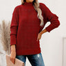 Mock Neck Dropped Shoulder Long Sleeve Sweater