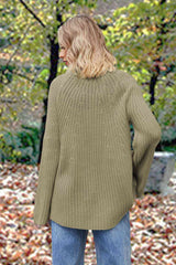 Openwork Round Neck Long Sleeve Sweater