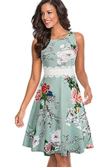 Printed Smocked Waist Sleeveless Dress