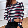 Striped Round Neck Long Sleeve Sweater